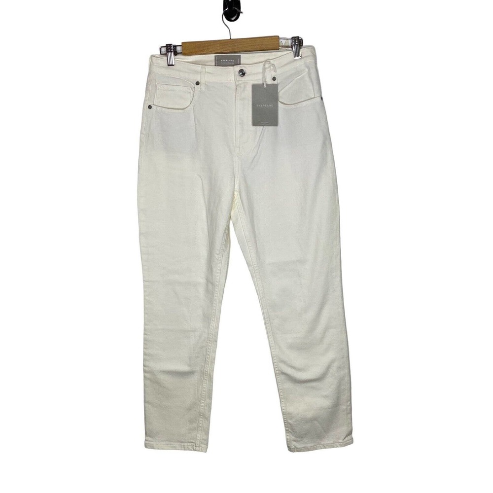 NWT Everlane Womens The High Rise‎ Straight Jeans Size 30 Cheeky Bone White